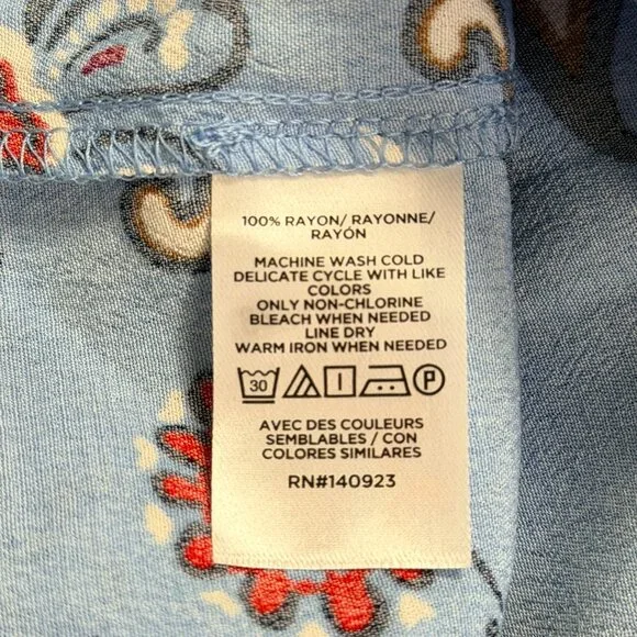 LOFT Blue Paisley Floral Ruffle Neck Flutter Sleeve Blouse Top XS - Picture 5 of 5